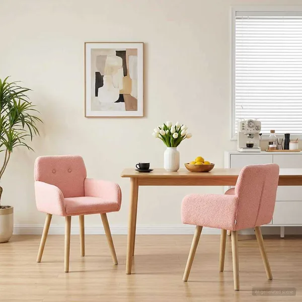 Chaises de salle à manger 2 pcs Bouclé Rose 59 x 57 x 85 cm
