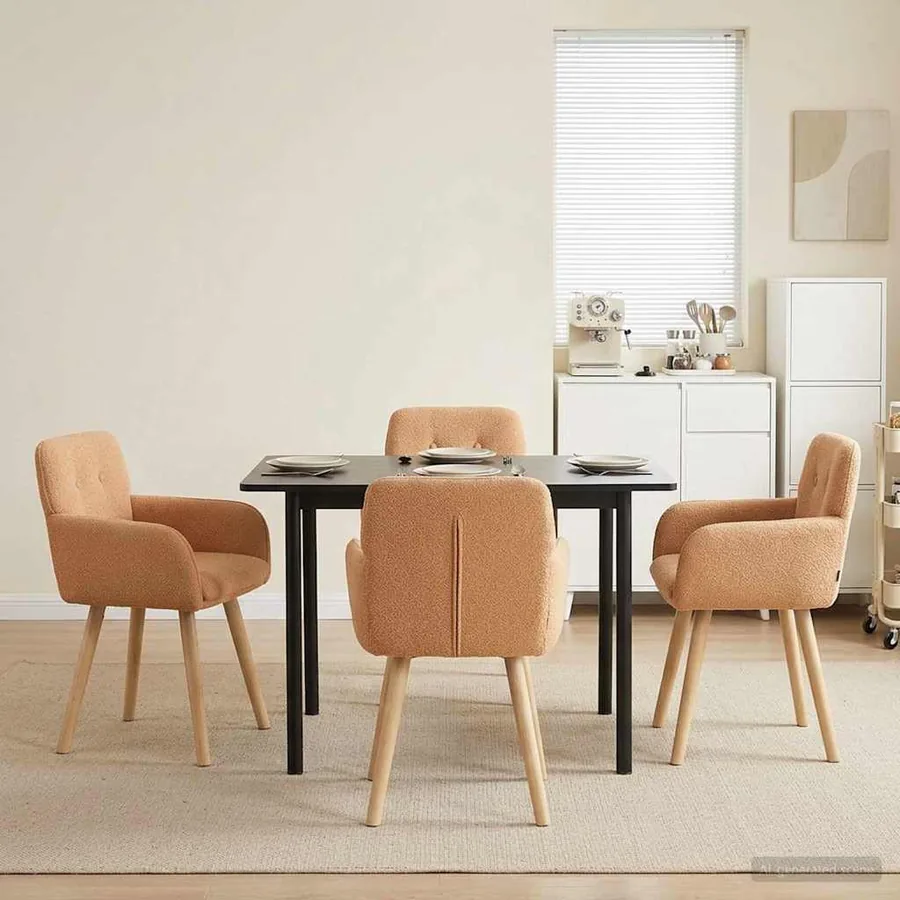 Chaises de salle à manger 4 pcs Bouclé Beige 59 x 57 x 85 cm