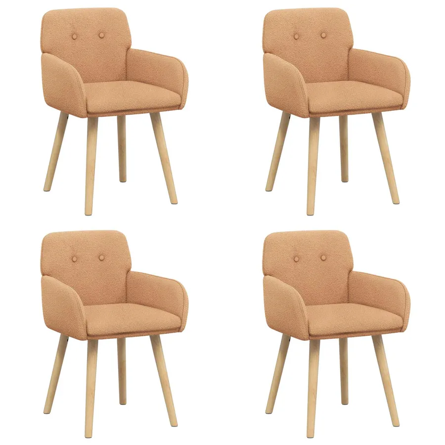 Chaises de salle à manger 4 pcs Bouclé Beige 59 x 57 x 85 cm - 2