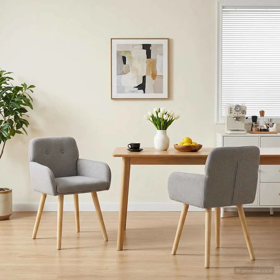 Chaises de salle à manger 2 pcs Bouclé Gris clair