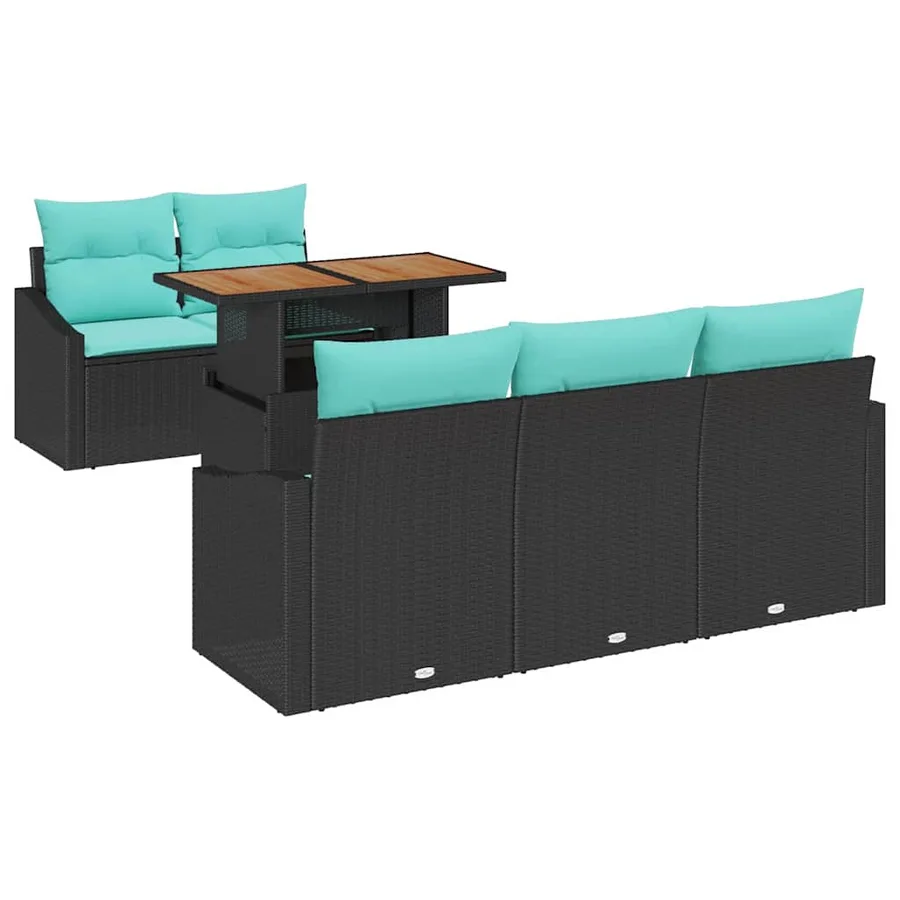 Ensemble de canapé de jardin 6 pc 5-Nombre de places - 2