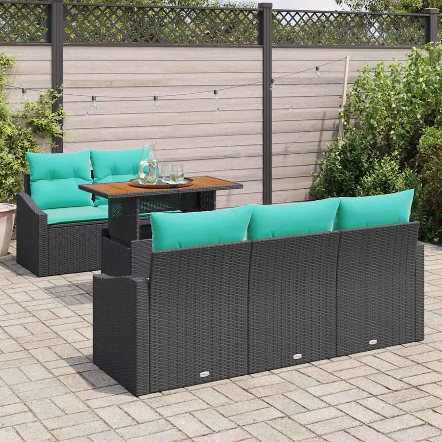 Ensemble de canapé de jardin 6 pc 5-Nombre de places - 3