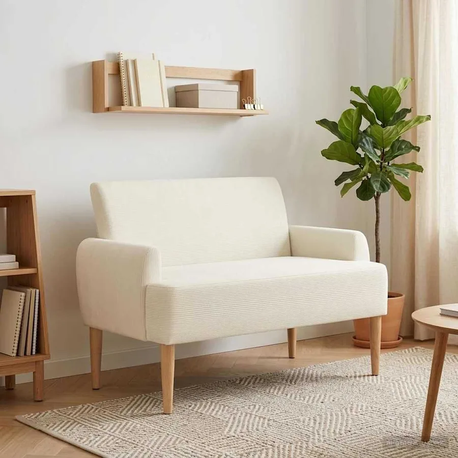 Canapé love seat avec capitonnage en boutons Crème