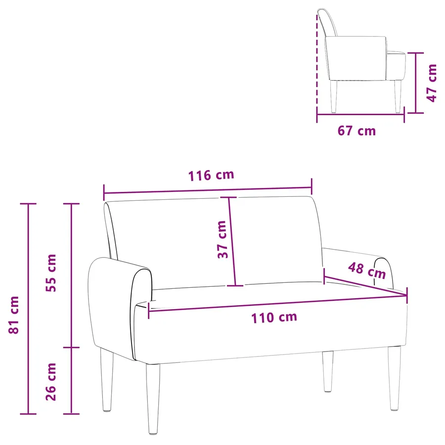 Canapé love seat avec capitonnage en boutons Crème - 8