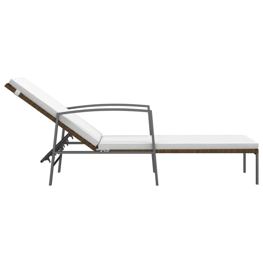 Chaise longue de jardin avec coussin Résine tressée Gris - 12
