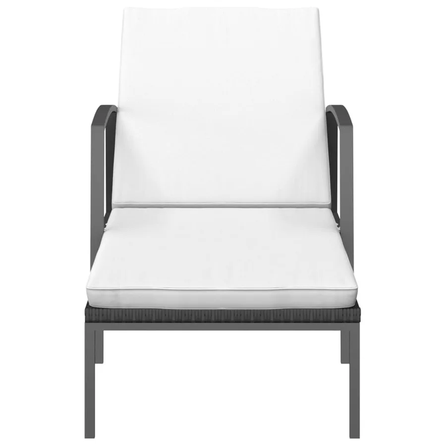 Chaise longue de jardin avec coussin Résine tressée Gris - 19