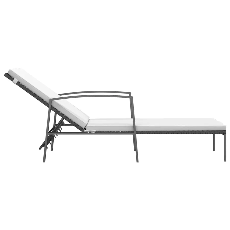Chaise longue de jardin avec coussin Résine tressée Gris - 20