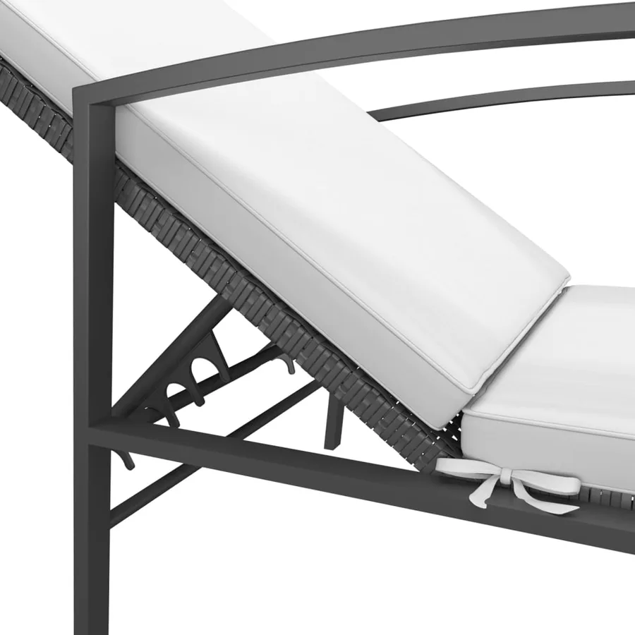 Chaise longue de jardin avec coussin Résine tressée Gris - 23