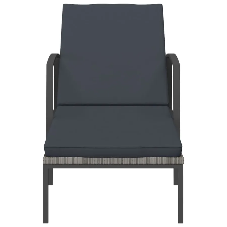 Chaise longue de jardin avec coussin Résine tressée Gris - 3