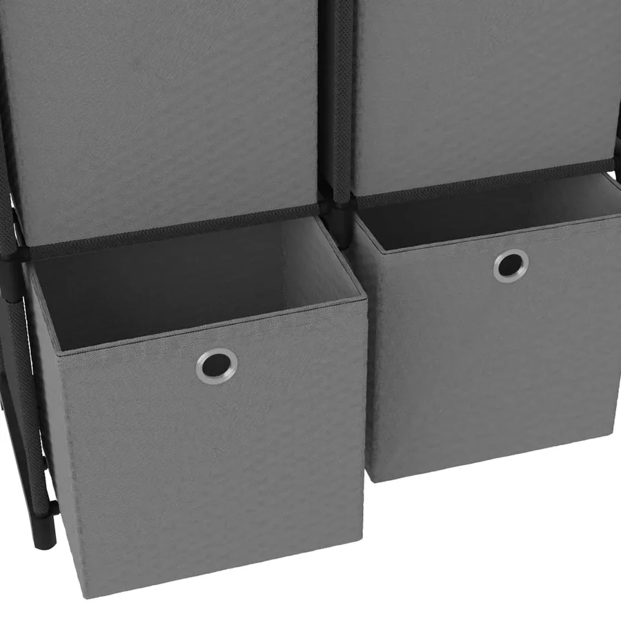 Étagère à 4 cubes avec boîtes Noir 69x30x72,5 cm Tissu - 6