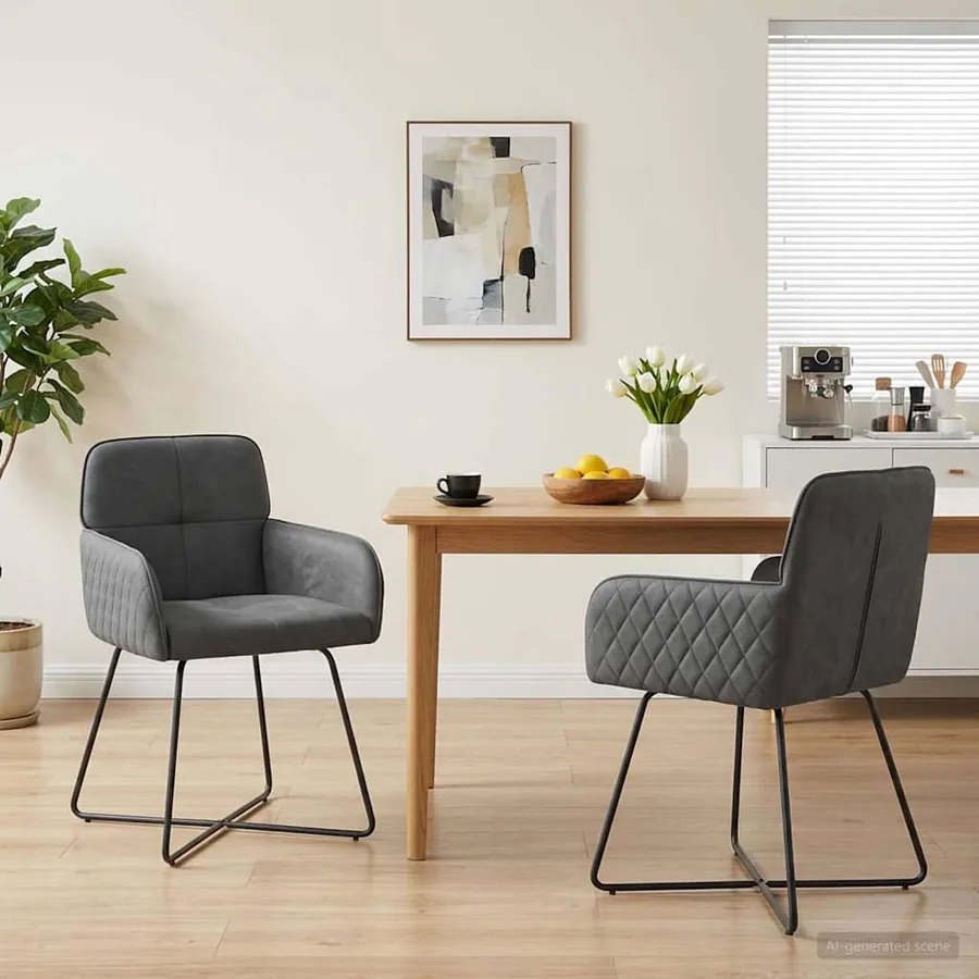 Chaises de salle à manger 2 pcs Velours Gris foncé