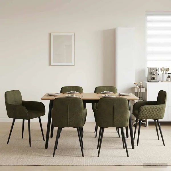 Chaises de salle à manger 6 pcs Simili daim Vert armée