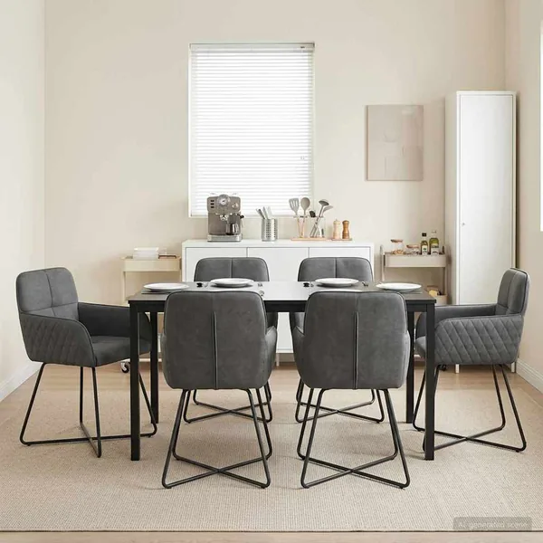 Chaises de salle à manger 6 pcs Velours Gris foncé