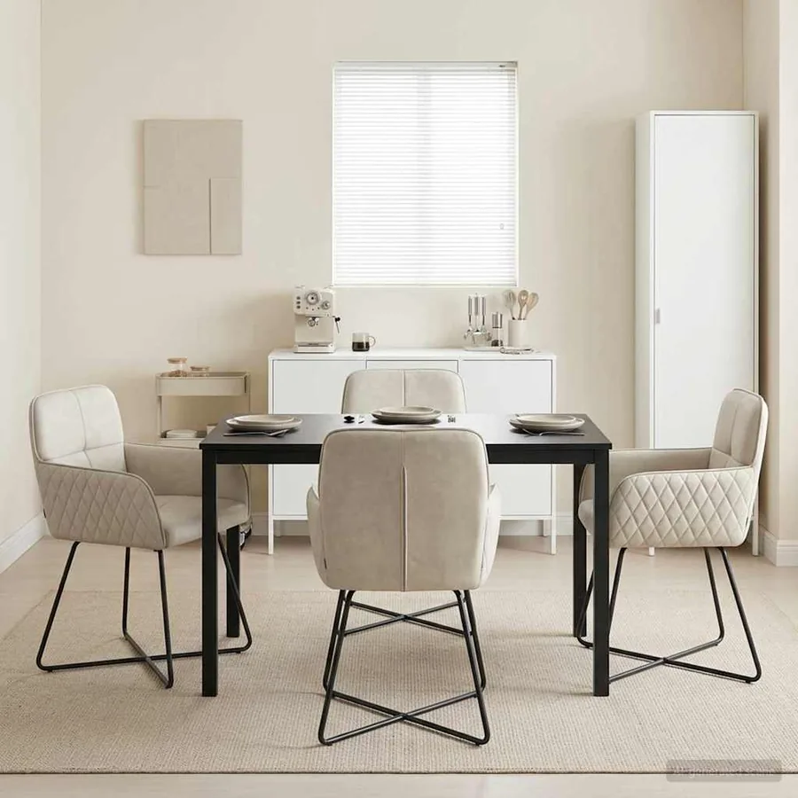Chaises de salle à manger 4 pcs Velours Crème 59 x 56,5 x 86 cm