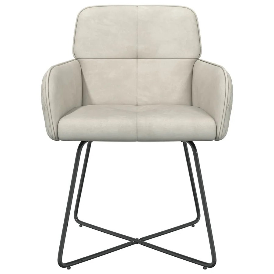 Chaises de salle à manger 4 pcs Velours Crème 59 x 56,5 x 86 cm - 3