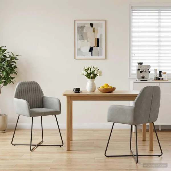 Chaises de salle à manger 2 pcs Velours Gris clair