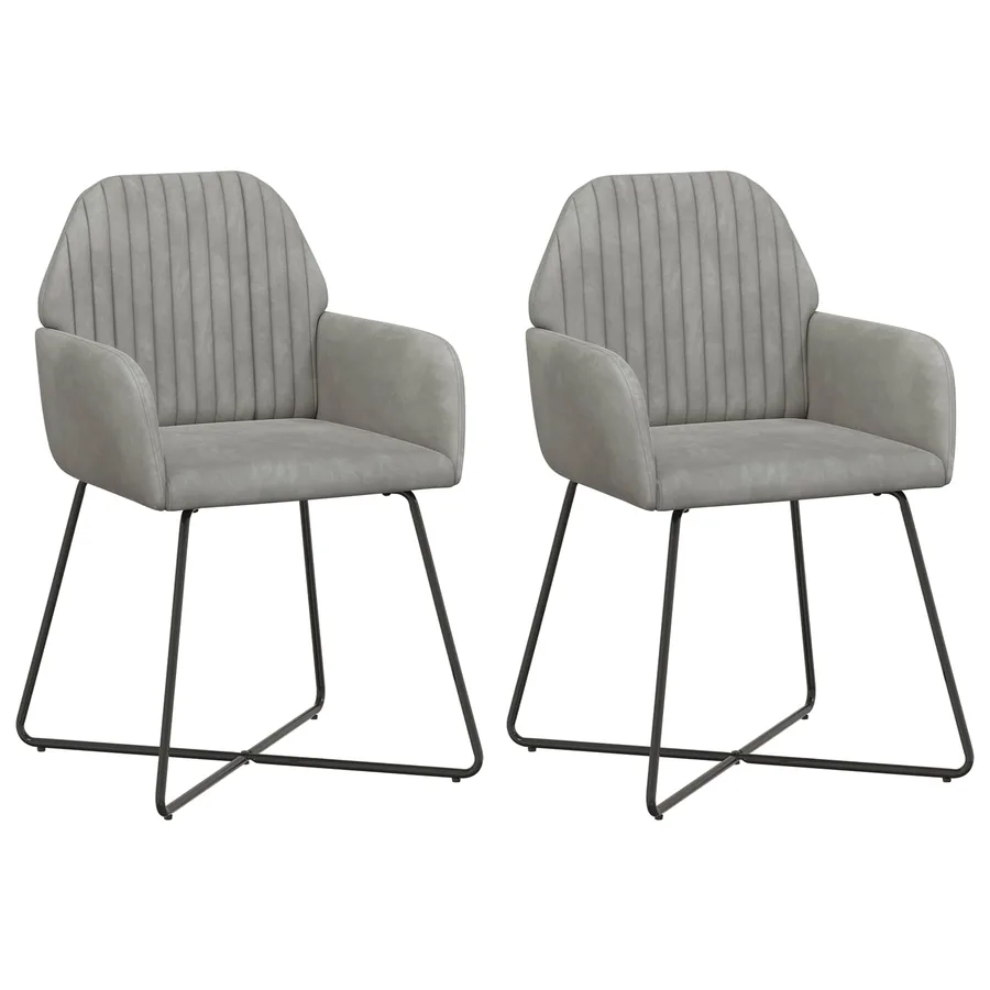 Chaises de salle à manger 2 pcs Velours Gris clair - 2