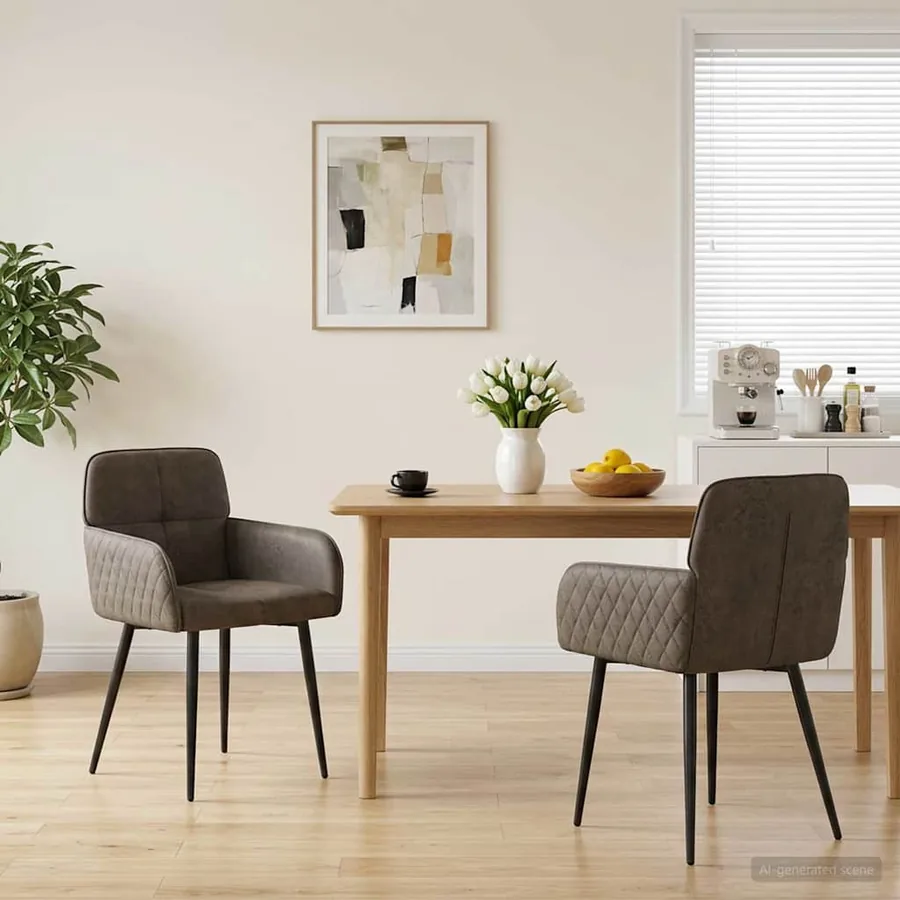 Chaises de salle à manger 2 pcs Simili daim Gris foncé