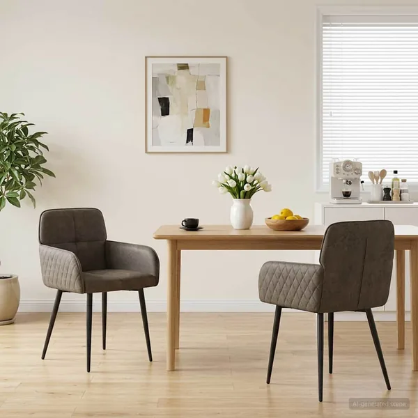Chaises de salle à manger 2 pcs Simili daim Gris foncé