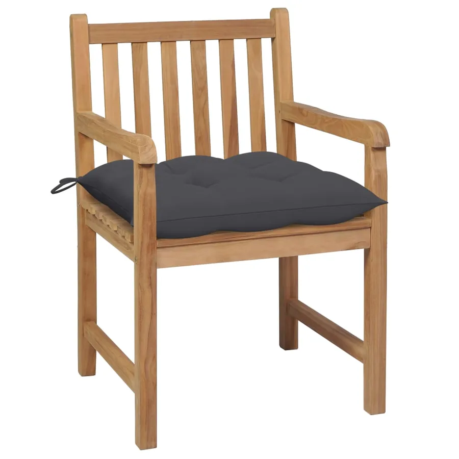 Chaises de jardin lot de 2 et coussins anthracite Bois de teck - 2