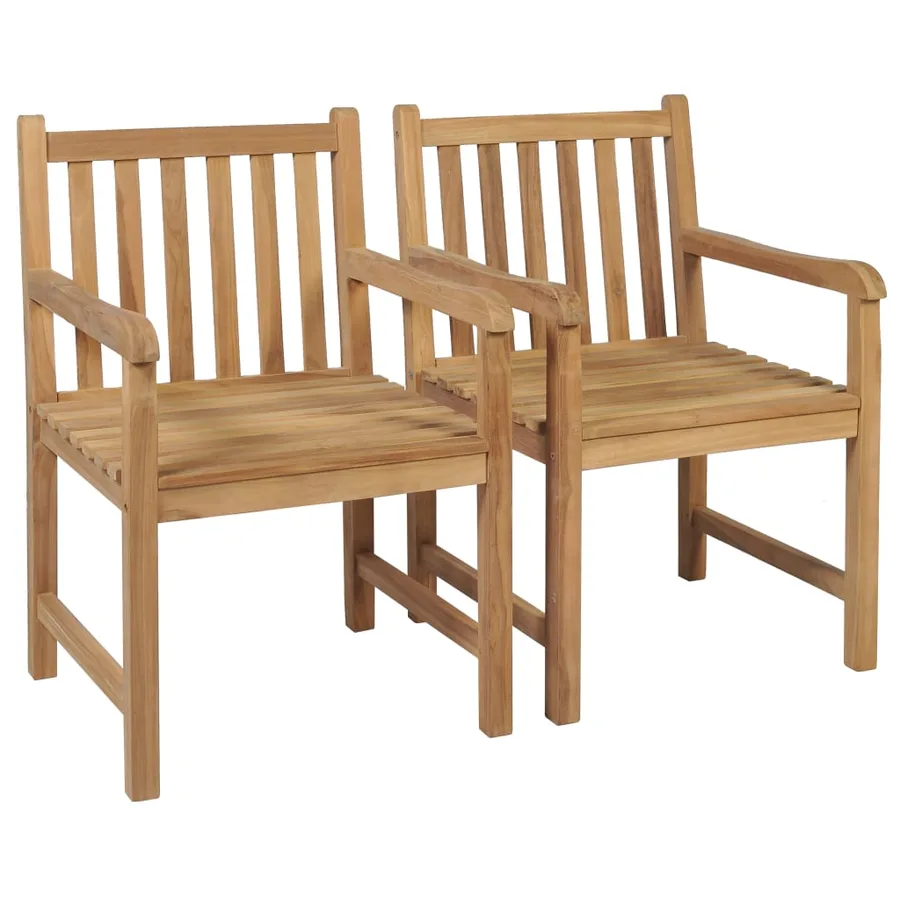 Chaises de jardin lot de 2 et coussins anthracite Bois de teck - 3