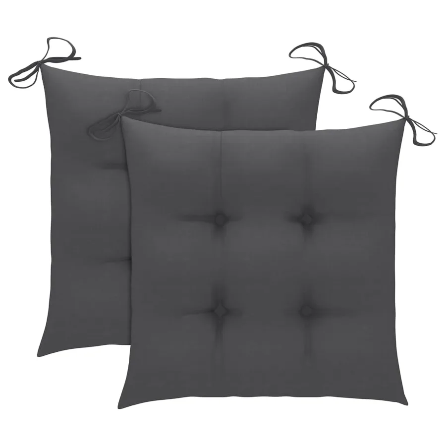Chaises de jardin lot de 2 et coussins anthracite Bois de teck - 8