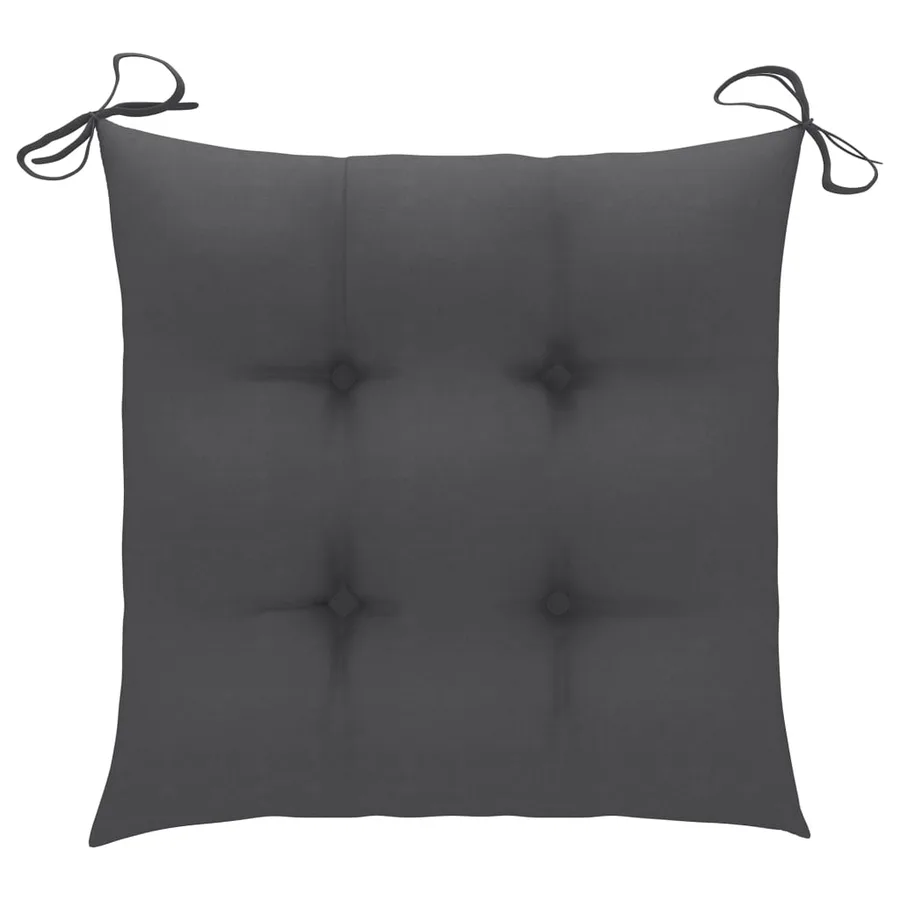 Chaises de jardin lot de 2 et coussins anthracite Bois de teck - 9