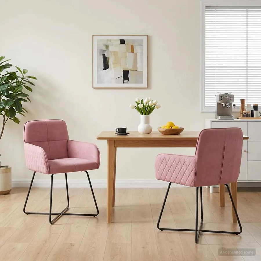 Chaises de salle à manger 2 pcs Velours Rose 59 x 56,5 x 86 cm