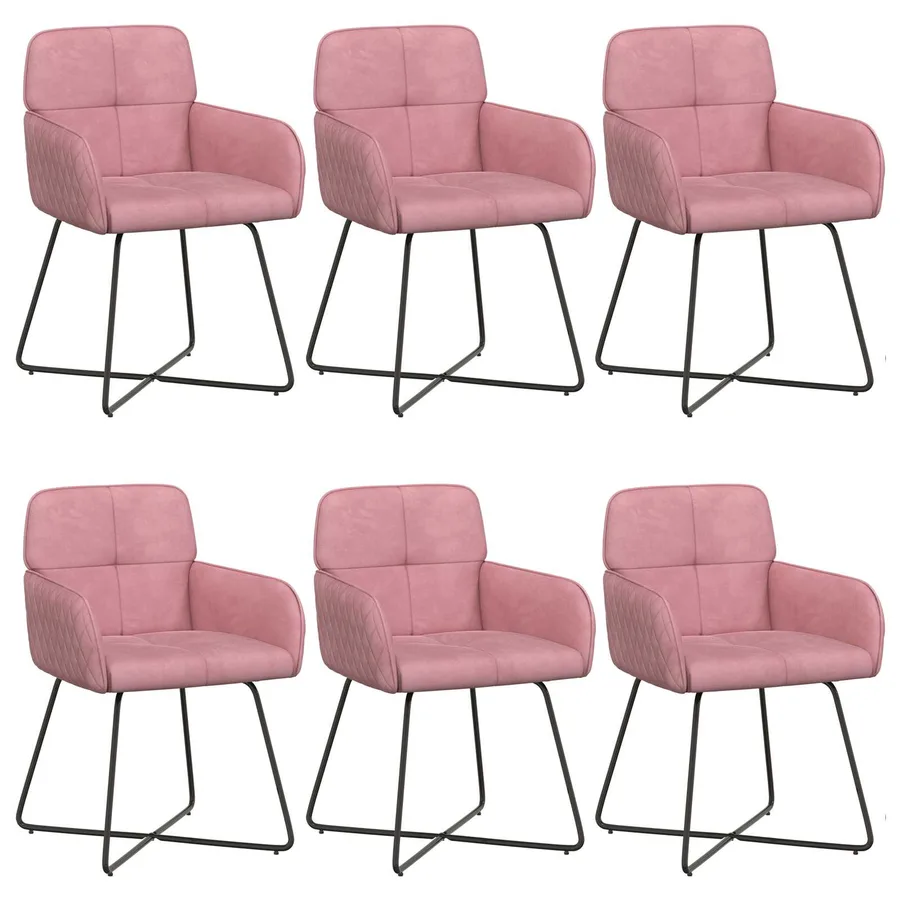 Chaises de salle à manger 6 pcs Velours Rose 59 x 56,5 x 86 cm - 2