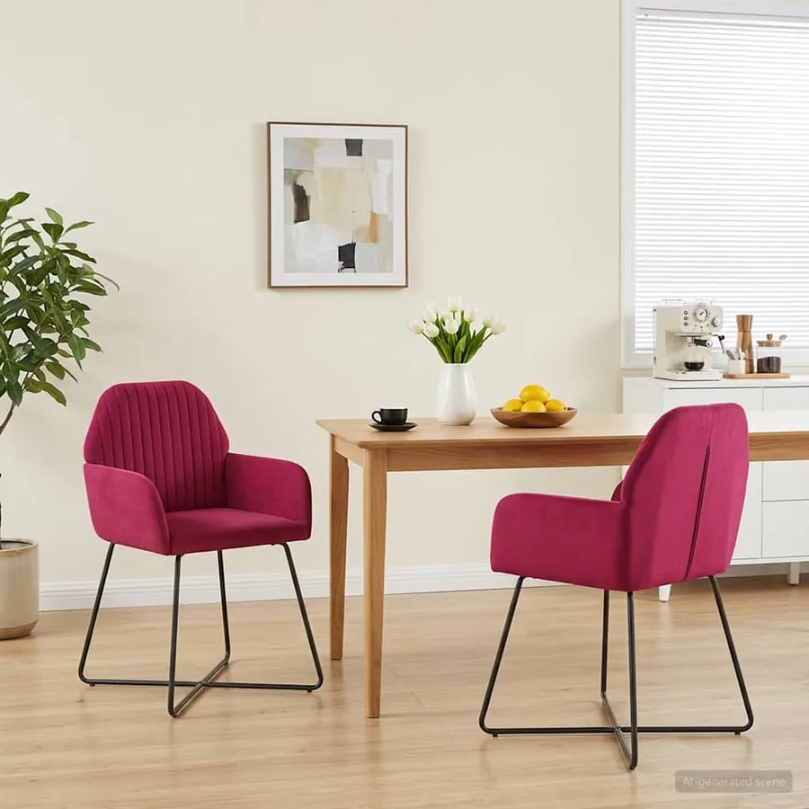 Chaises de salle à manger 2 pcs Velours Bordeaux