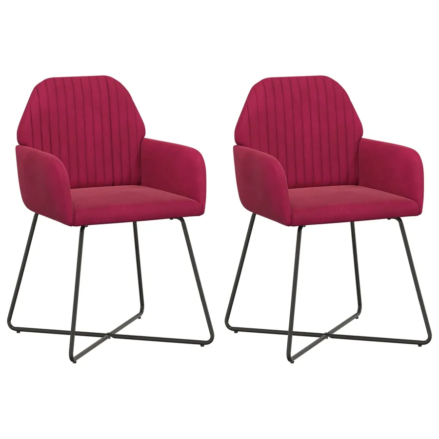 Chaises de salle à manger 2 pcs Velours Bordeaux - 2
