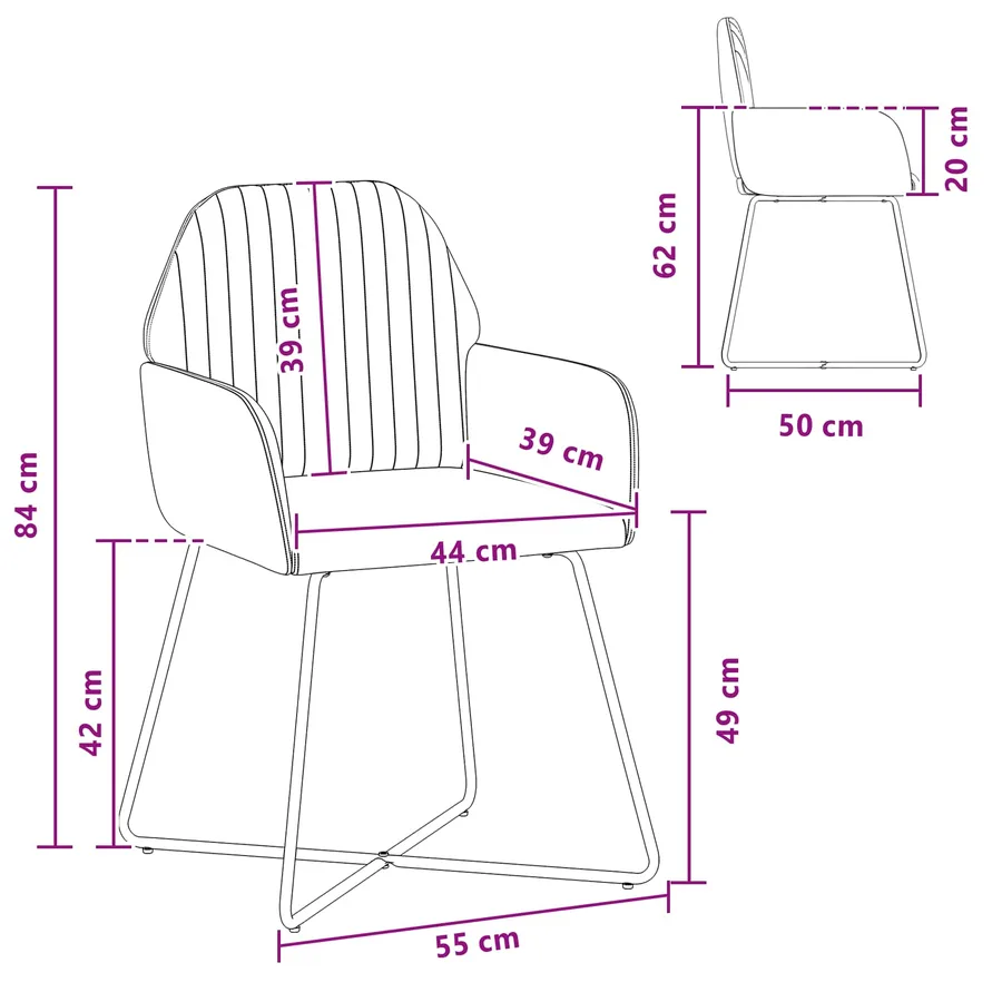 Chaises de salle à manger 2 pcs Velours Bordeaux - 8