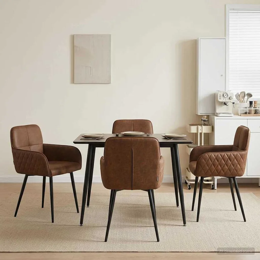 Chaises de salle à manger 4 pcs Simili daim Marron