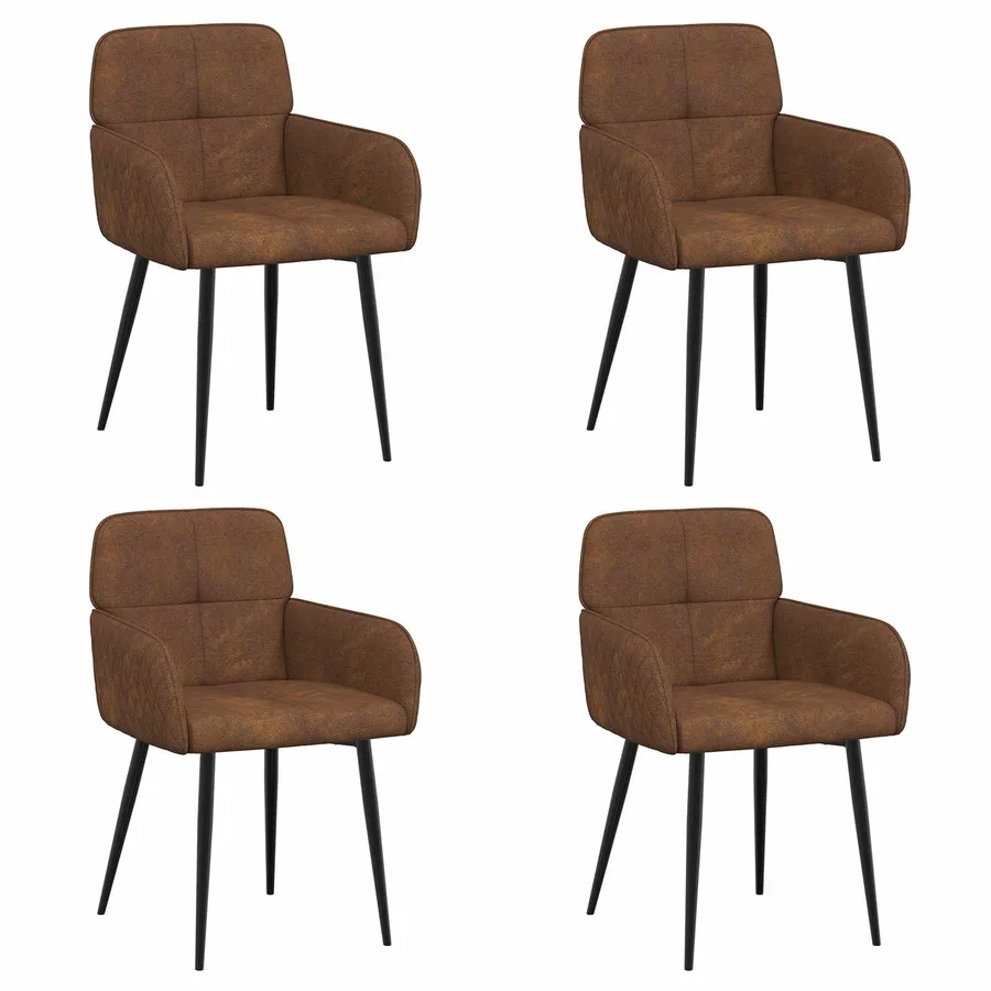 Chaises de salle à manger 4 pcs Simili daim Marron - 2