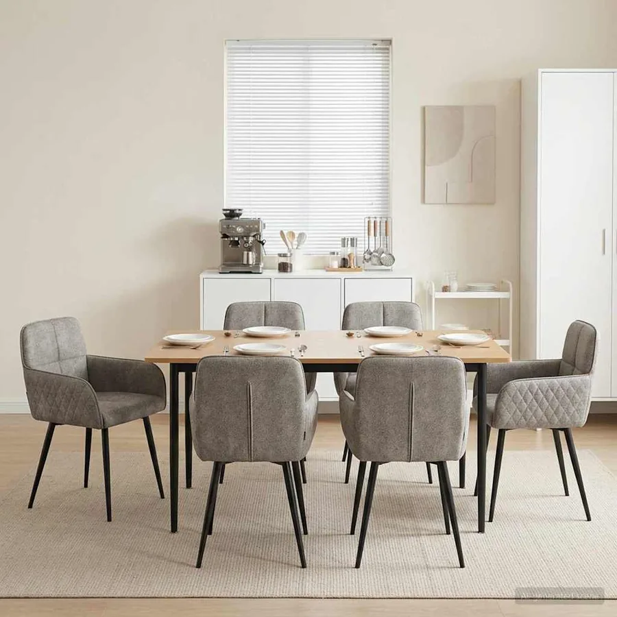 Chaises de salle à manger 6 pcs Simili daim Gris clair