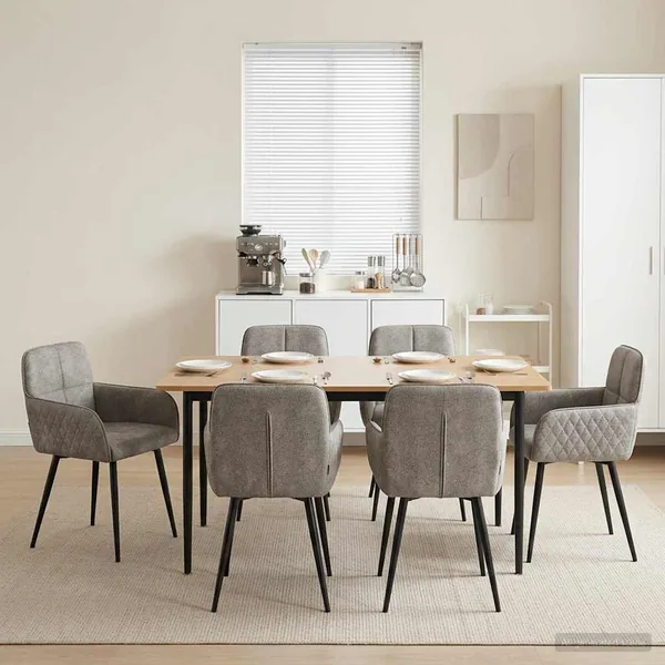 Chaises de salle à manger 6 pcs Simili daim Gris clair