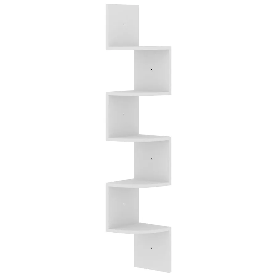 Étagère d'angle murale Blanc 19x19x123 cm Bois d'ingénierie - 2