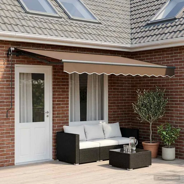 Auvent rétractable Taupe 500 × 300 cm Tissu et Aluminium