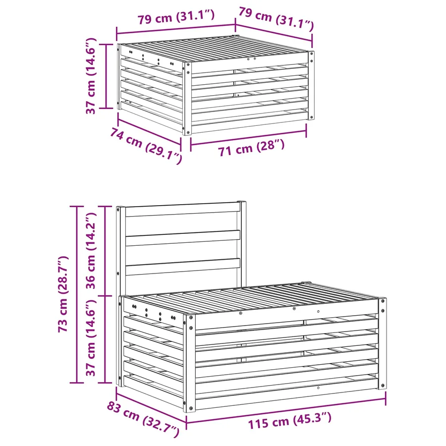 4 pcs Ensemble de canapés d'extérieur Blanc - 9