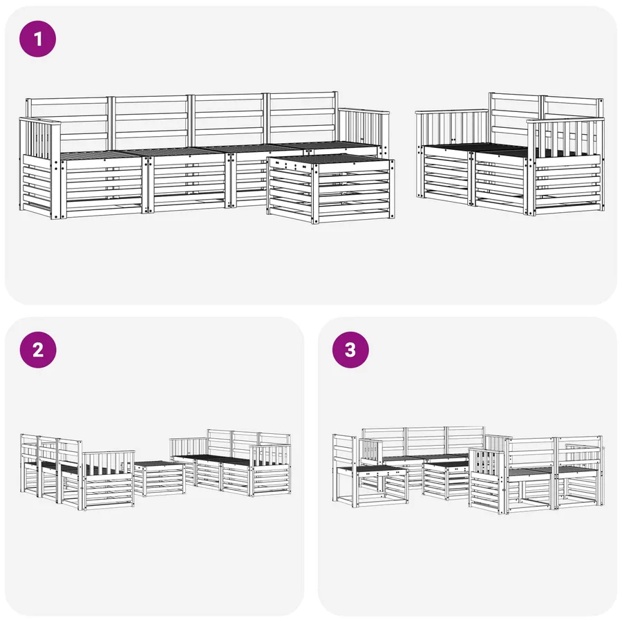 Ensemble de canapés d'extérieur 7 pcs Blanc - 7