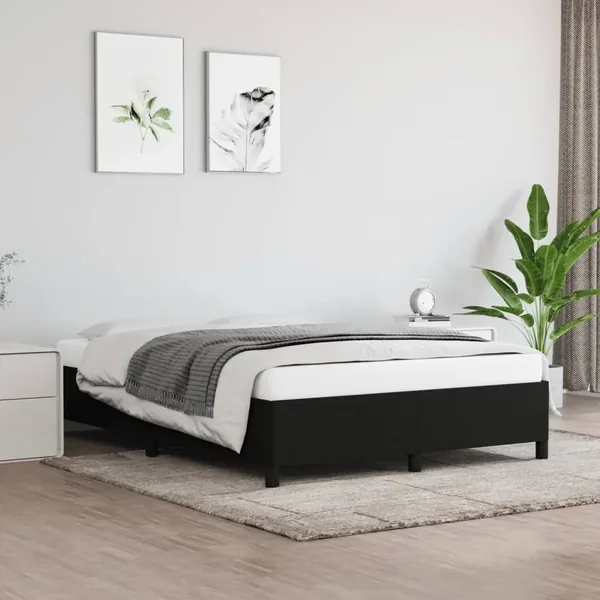 Cadre de lit sans matelas noir 140x200 cm tissu