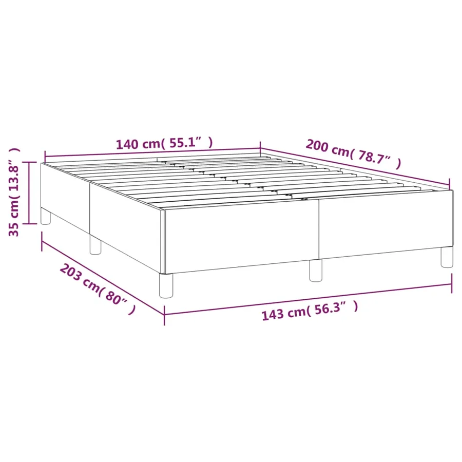 Cadre de lit sans matelas noir 140x200 cm tissu - 9