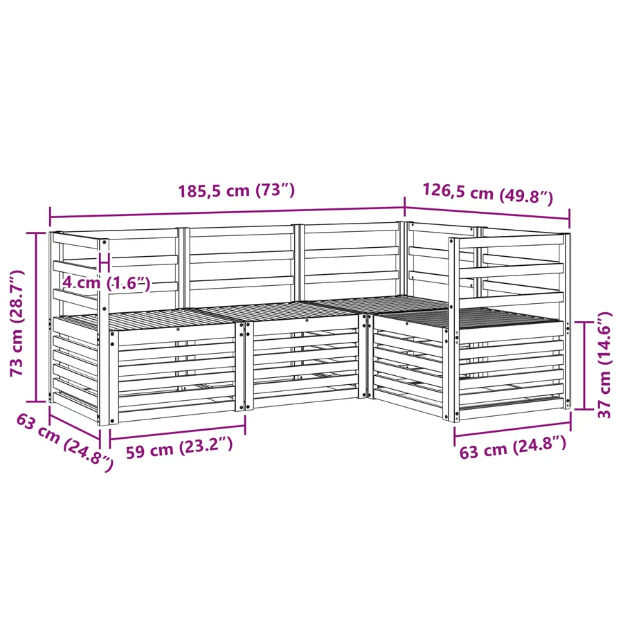 Ensembles de canapés 4 pcs Blanc 185,5 x 126,5 x 73 cm - 6