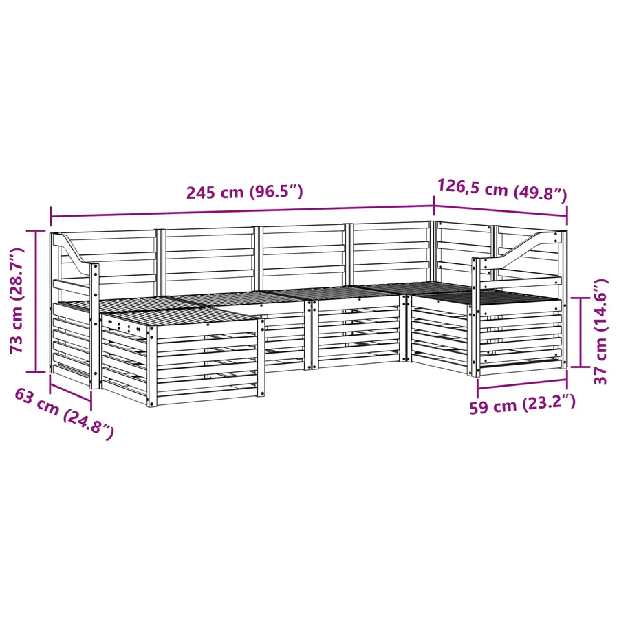 Ensemble de canapés d'extérieur 6 pcs Blanc Polyester - 8