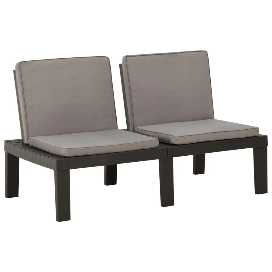 Bancs de salon de jardin avec coussins lot de 2 Plastique Gris - 4