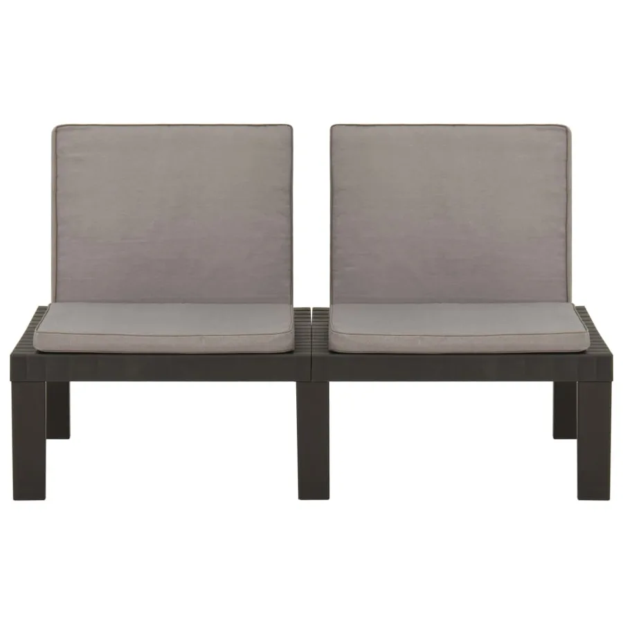 Bancs de salon de jardin avec coussins lot de 2 Plastique Gris - 5