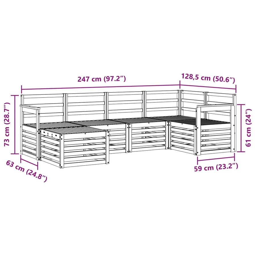 Ensemble de canapés d'extérieur 6 pcs Blanc Polyester - 8