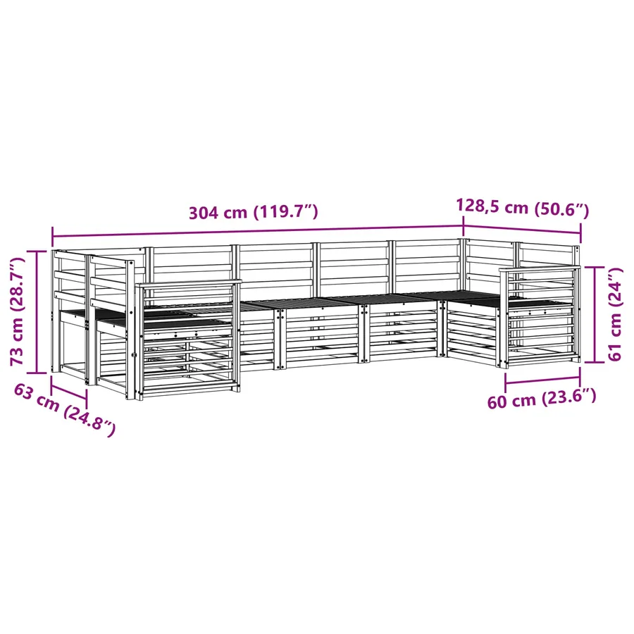 Ensemble de canapés d'extérieur 7 pcs Blanc 304 x 128,5 x 73 cm - 6