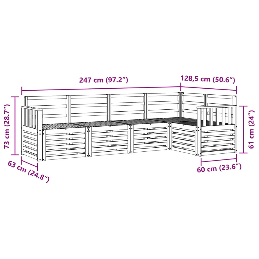 Ensemble de canapés d'extérieur 5 pcs Blanc 247 x 128,5 x 73 cm - 7