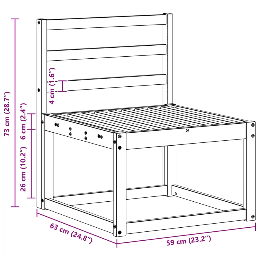 Sofa de milieu extérieur Bois d'Acacia Massif Blanc - 7